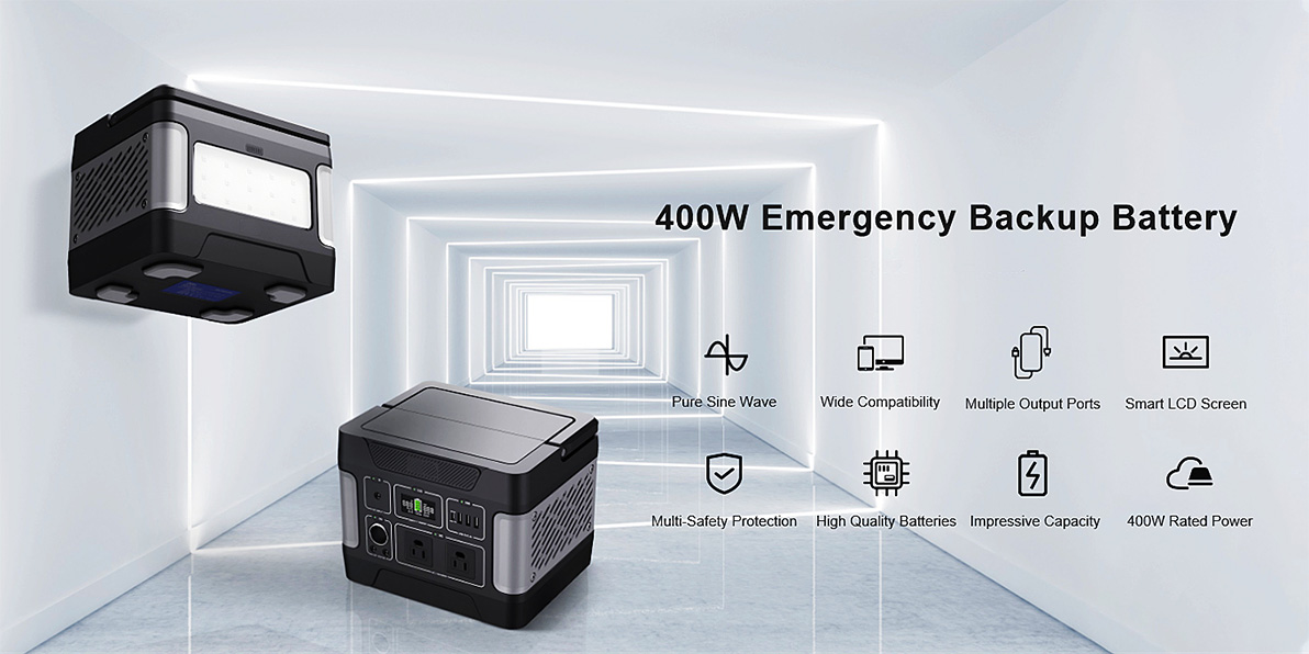 Jenereta ya Dharura ya Uhifadhi wa Nishati ya 400W Kwa Kuchaji